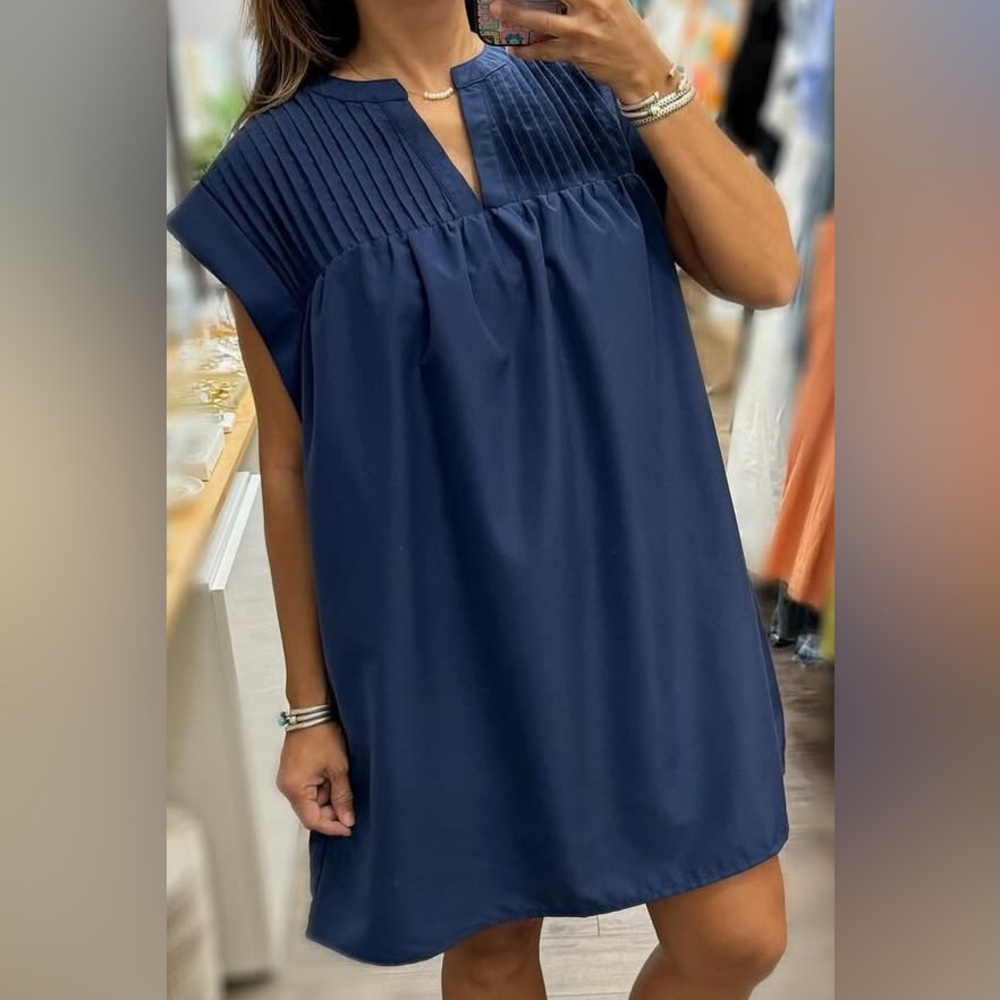 Entro Navy Blue Pleated Dress